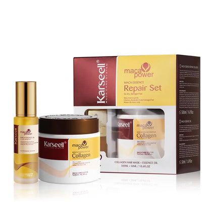 KIT MÁSCARA Y ACEITE CAPILAR KARSEELL™: MASCARILLA CAPILAR CON COLÁGENO + ACEITE DE ARGÁN (ORIGINAL)